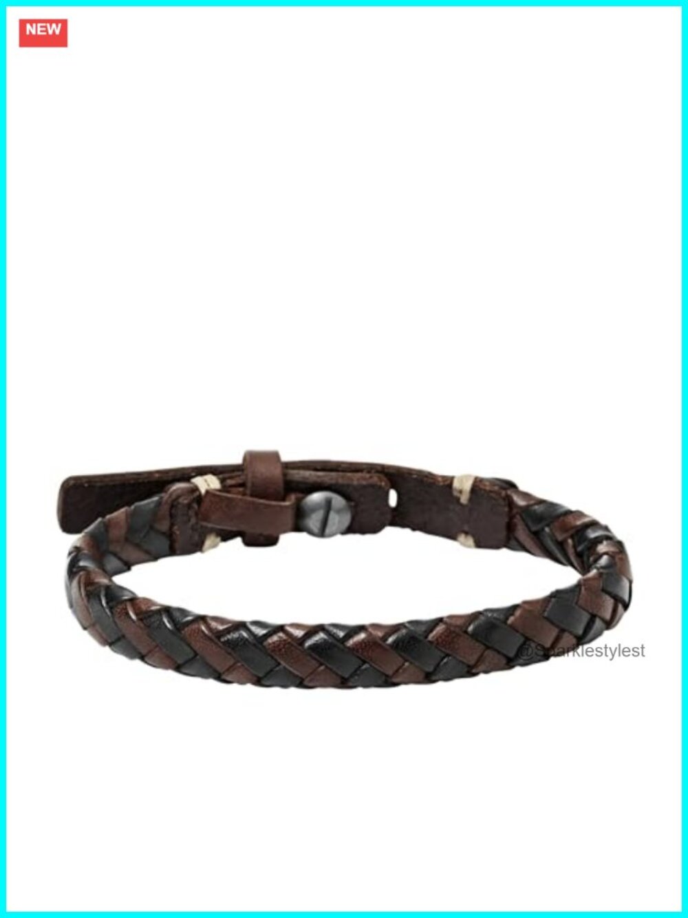Fossil Men's All Stacked Up Leather Bracelet Cuff 9.4"